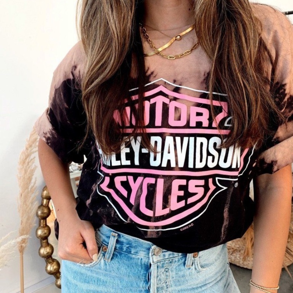 HARLEY DAVIDSON pink bleached tshirt tee melrose